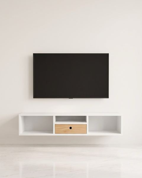 Wall-Mounted LCD Rack, White & Oak