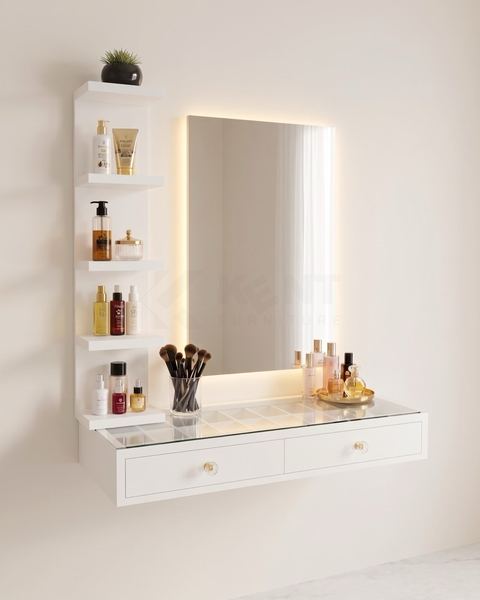 Rectangular LED Vanity Set with Shelves