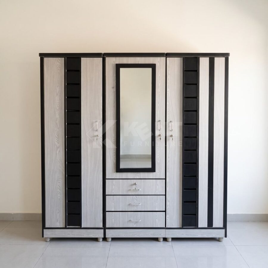 Three-Door Almirah with Mirror and Drawers