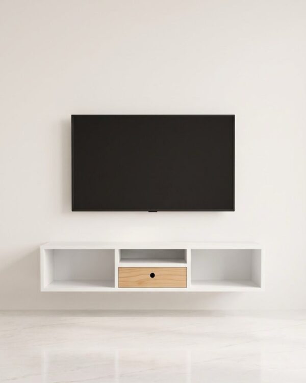 Wall-Mounted LCD Rack, White & Oak
