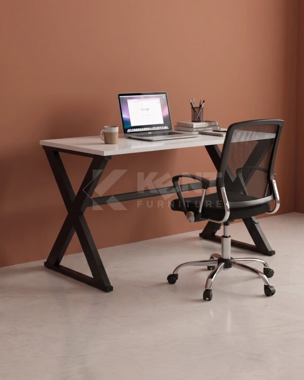Study Table, White & Black X-Frame