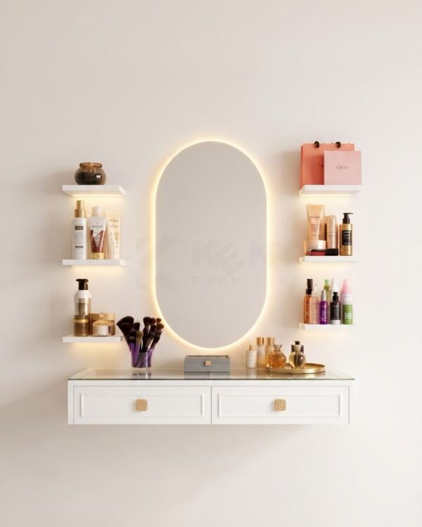 Oval LED Vanity Set with Six Shelves
