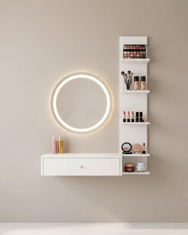 Ring LED Vanity Set with Shelf Tower
