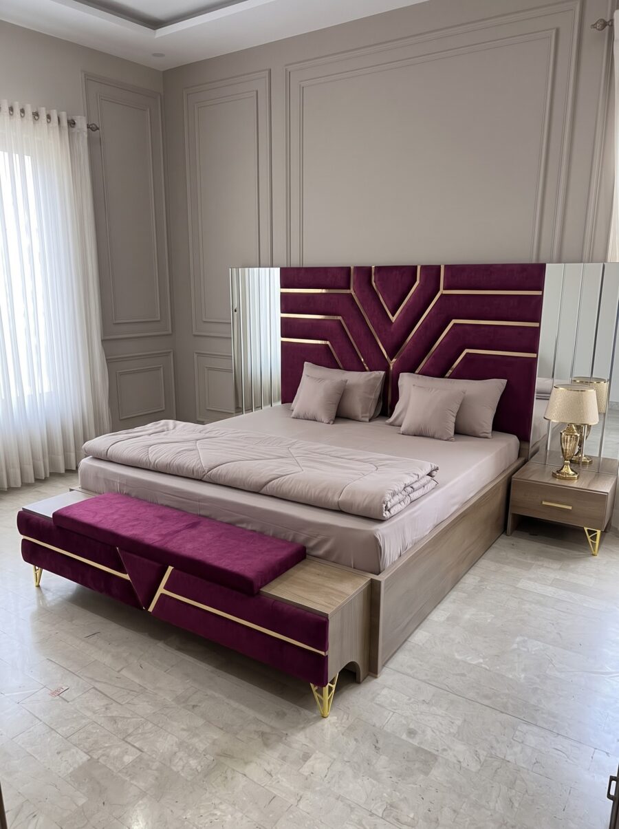 Burgundy & Gold Bedroom Set